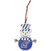 Kansas Jayhawks Snowman Metal Christmas Ornament