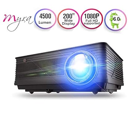 Myra Q5 1080P LED Projector 4500 Lumens Video Projector Support 4K Video Zoom Function 50,000Hrs with High Quality HiFi Sound (WiFi/Android)