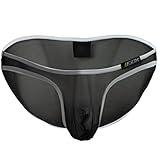 YiZYiF Men's Smooth Thin Bikini Brief Mesh Bulge Pouch Pants Underwear Black Medium