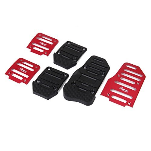 Oda 3Pcs Non-Slip Pedal Kit Racing Manual Car Truck Pedals Pad Cover Set Gas Clutch Brake Cover Pads Manual Transmission Vehicles Red