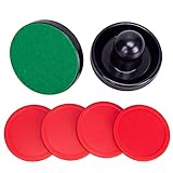 Blue Air Hockey Pushers Set of 2 and 4 Red Pucks by Jollylife