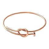 SENFAI New Fashion Twist Knot Nail Bangle Heart Knot Bracelet Stack Bangle Cuff (rose gold)