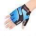 BOODUN Cycling Gloves with Shock-absorbing Foam Pad Breathable Half Finger Bicycle Riding Gloves Bike Gloves B-001, Blue, Large