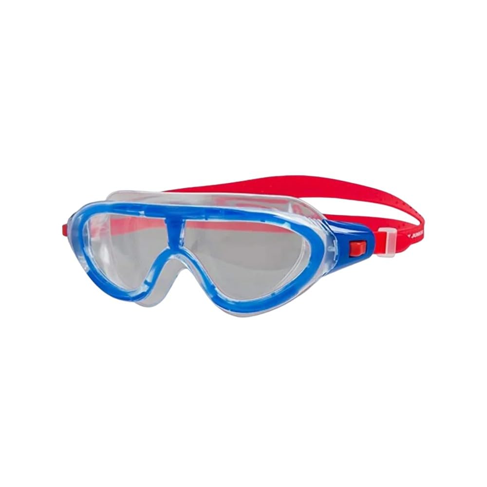 Speedo Unisex-Youth Biofuse Rift Swimming Goggles | Swimming Mask | Anti-fog | Easy Adjustment | Anti-leak Goggles, Lava Red/Beautiful Blue/Clear, One Size