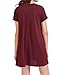 Romwe Women's Short Sleeve Loose Casual Tunic Swing T-Shirt Dress Floral Patch Burgundy S
