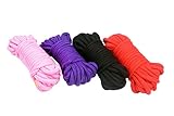 GEOOT Cotton Rope Soft Twisted All-Purpose Soft 4-Pack 32 Feet 10M(Black, Red, Purple and Pink)