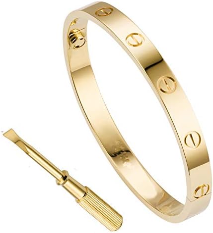 QUEEN JULIA Gold Bracelets for Women Couples Bracelets Titanium Steel Love Bracelet Buckle Pulseras de Mujer Valentines Wedding Couples Buckle Bracelet for Lover