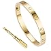QUEEN JULIA Gold Bracelets for Women Couples Bracelets Titanium Steel Love Bracelet Buckle Pulseras de Mujer Valentines Wedding Couples Buckle 6.7 inch