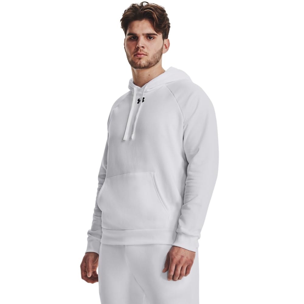 Under Armour Men's Rival Fleece Hoodie, (100) White / / Black, Large Image