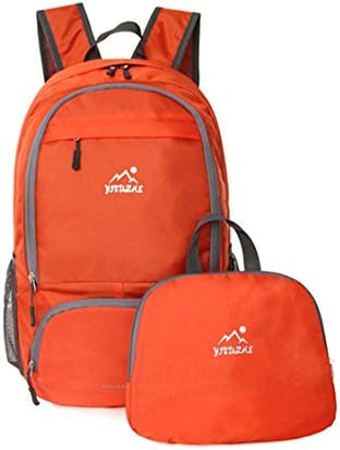 Durable Travel Hiking College School Luggage Packable Backpack 30L with Waterproof Backpack Cover (orange)