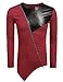 COOFANDY Men's Shirts Casual Zipper Shirt Irregular Long Sleeve T Shirts, St2-red, Large