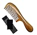 Meta-C Natural Green Sandalwood Wooden Comb - NO SNAGS, NO TANGLE, NO STATIC (Short Handle - Wide Tooth)
