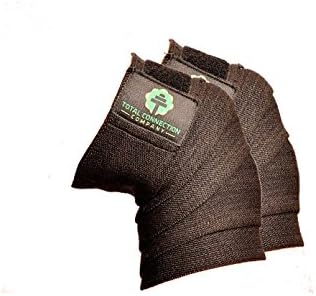 Total Connection Company: Best Knee Wraps (Pair) for Workout and Fitness Knee Support, #1 Powerlifting and Crossfit Training Equipment. 72" with Velcro and Non-Slip Loop Technology. (Black)