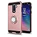 Samsung Galaxy A6 Plus 2018 Case with HD Phone Screen Protector,YmhxcY 360 Degree Rotating Ring & Bracket Dual Layer Resistant Back Cover for Samsung Galaxy A6+ 2018 (Not for Galaxy A6)-ZH Rose Gold