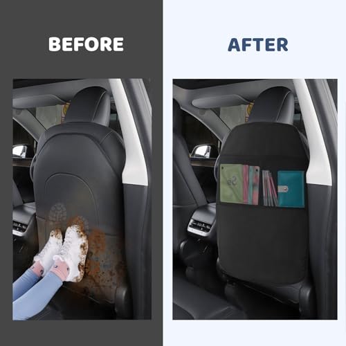 AiQInu 2 Pieces Protection, Waterproof Dirt-Repellent Car Seat Organizer for Children Dogs Cats (Black)