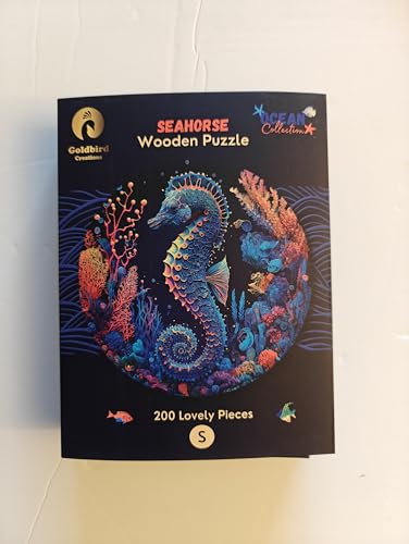 Wooden Jigsaw Puzzles for Adults - Animal Shaped Puzzles - Round Wooden Ocean Puzzles - Christmas & Birthday Gift Idea - Seahorse