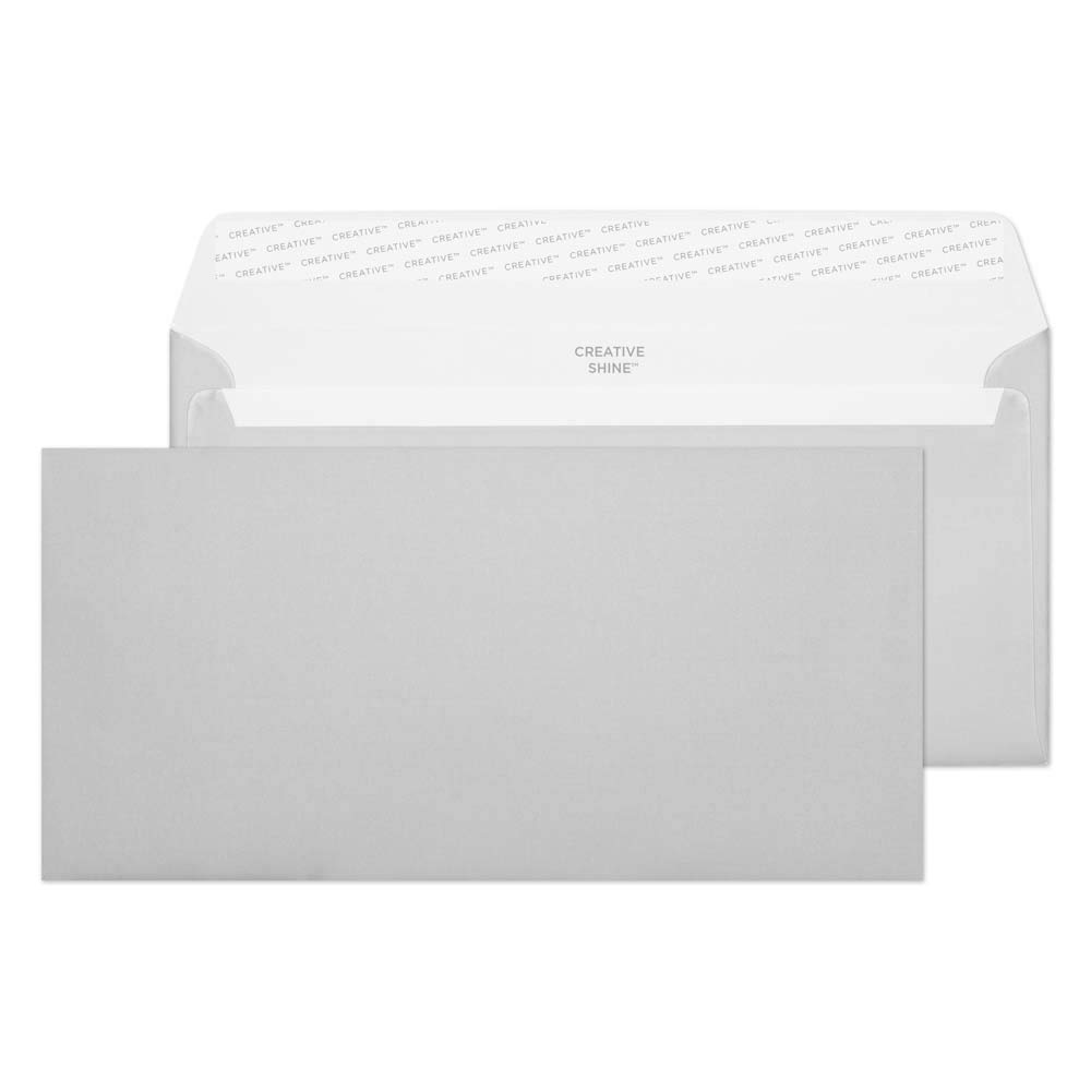 Blake Creative Shine DL+ 114 x 229 mm 130 gsm Peel & Seal Wallet Envelopes (212) Metallic Silver - Pack of 500