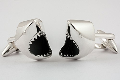 ZAUNICK Great White Shark Cufflinks Sterling Silver