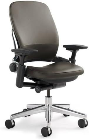 Steelcase Leap Office Chair - Soapstone Leather with Platinum Base