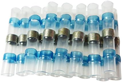 Fotag 100 pcs 16-14AWG Waterproof Solder Seal Heat Shrink Butt Terminal Connectors Kit Soldering Sleeve Set with Case