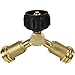 GASPRO Propane Tank Splitter, Propane Y Splitter, LP Gas Splitter Tee Valve, QCC1/Type1 Cylinder Bottle Brass T Adapter Connector for Propane Appliance BBQ Grill Camping Stove Heater
