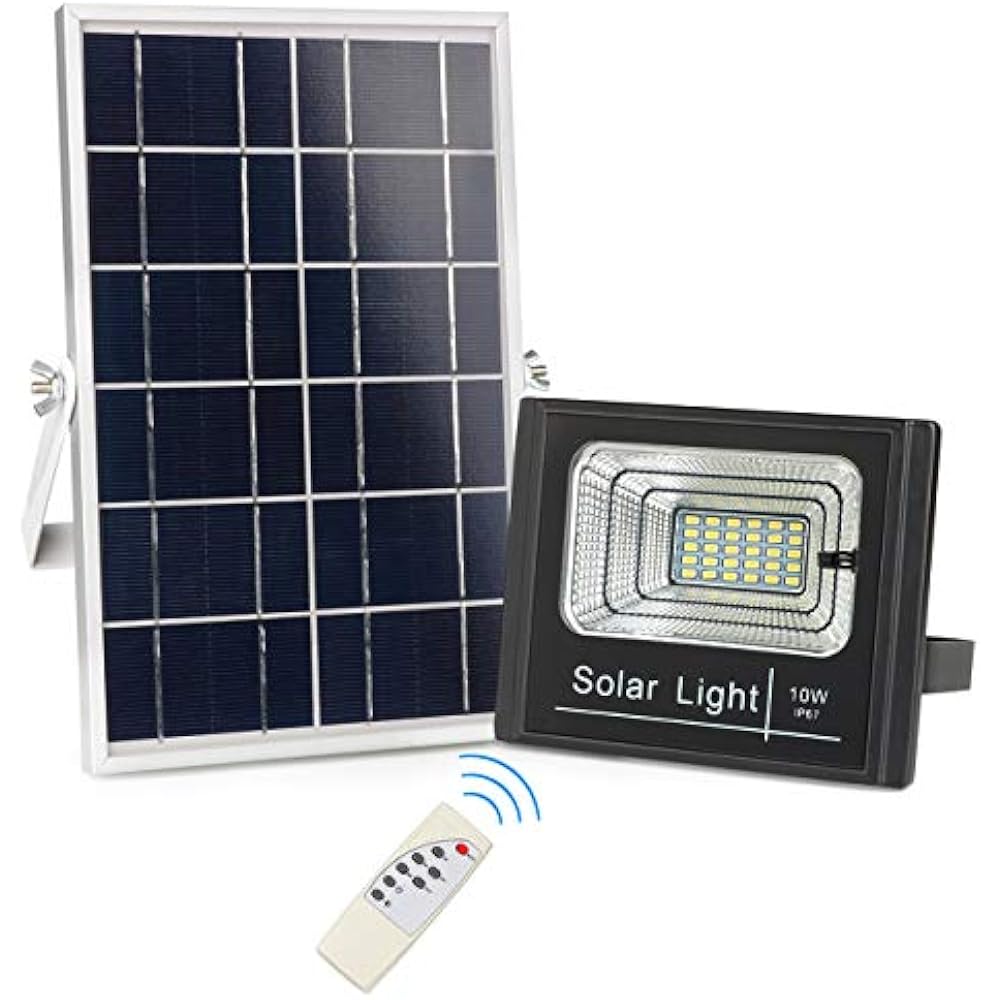 Solar Powered Flood Lights Outdoor, 800 Lumens IP67 Waterproof With 2