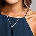 Barogirl Simple Necklaces Jewelry Vertical Feather Bar Pendant Necklace Long Chain for Women (Silver A)