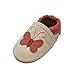 SAYOYO Baby Butterfly Soft Sole Leather Infant Toddler Prewalker Shoes (12-18 Months, White)