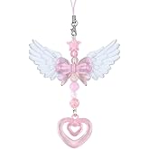 DAMOWANG Pink Star Heart Phone Charms Strap Kawaii Bow Phone Charm Cute Beaded CellPhones Case Chain Bag Charms for Backpack Hangbag Car Key Cellphone Accessories Aesthetic Cellphone Charm for Women