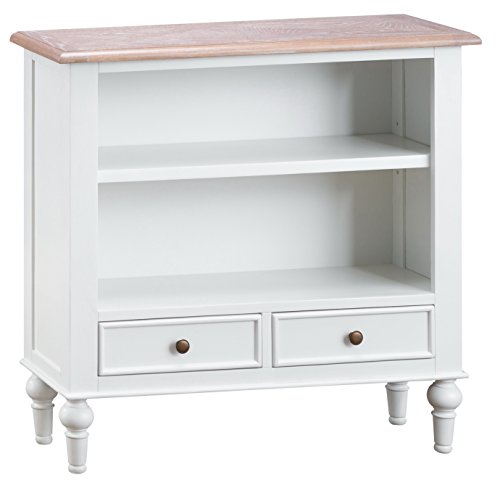 Norwich White Painted 2 Drawer Small Wide Bookcase Lime Wash Oak