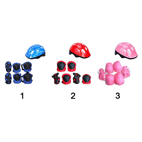 Tubwair 7 pcs Kids Protective Gear, Kid's Skateboard Helmet Set, Child's Adjustable Helmet, Knee Pads, Elbow Pads Wrist Guards and Adjustable Helmet Use for Scooter Cycling Skating(Pink)