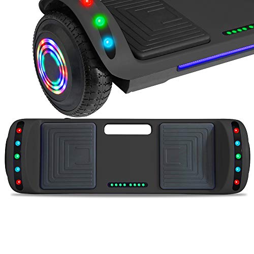 NHT Latest Generation Electric Hoverboard Build-in Bluetooth Speaker Electric Self Balancing Scooter Hover Board with LED Lights Safety Certified (Solid Black) (Solid Black)