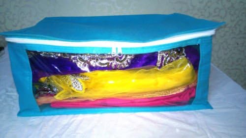 ( 12 PC) Oneside Clear Plastic Clothes Sari Saree Garment Storage , saree box cover Bags