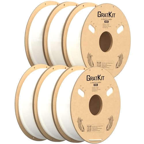 GratKit PETG Filament 1.75mm, PETG 3D Drucker Filament, Weiß, 6kg