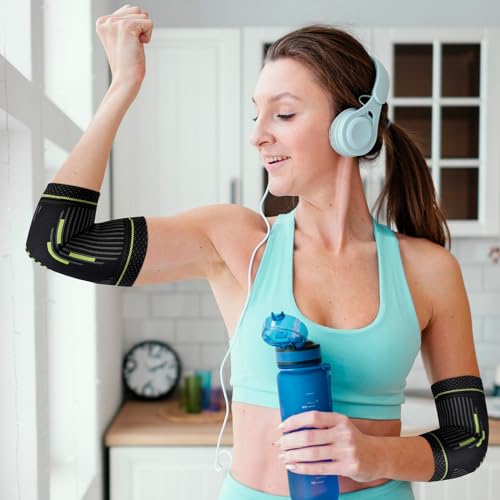 Elbow Compression Sleeve (1 pair),Elbow Brace for Tendonitis and Tennis Elbow,Elbow Support Golfers, Arthritis, Bursitis. Elbow Pain Relief,Weightlifting, Fit for Men & Women