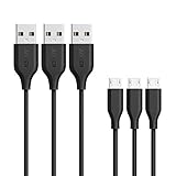 Anker [3-Pack] Powerline Micro USB (3ft) - Charging Cable for Samsung, Nexus, LG, Android Smartphones and More (Black)