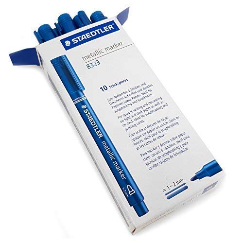 STAEDTLER Metallic Marker Pens - Bullet Shaped Nib 1-2mm - Box of 10 - Blue