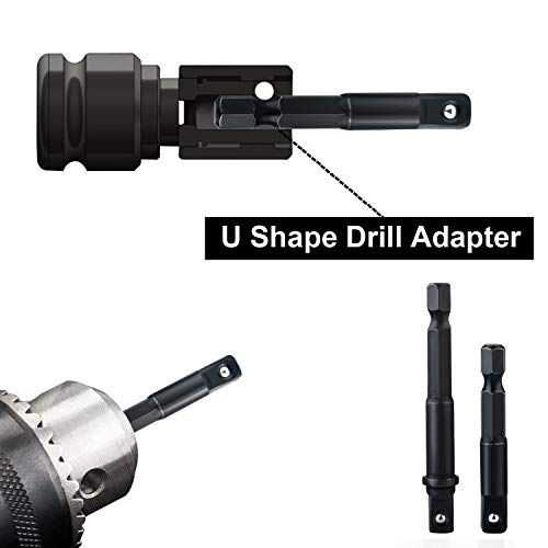 Impact Extension and Socket Adapter Set, 12pcs 1/4 3/8 1/2 Hex Shank Drill Bit Bar CR-V Steel