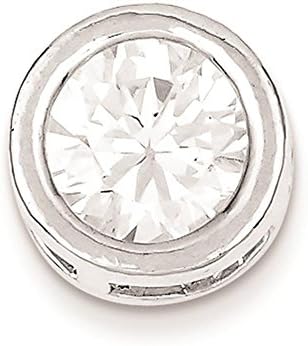 925 Sterling Silver Polished Round CZ Stone Open Back Slide Charm Pendant