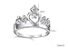 Women's 18K White Gold plated Silver AAA Cubic Zirconia Princess Heart Crown Tiara Band Rings