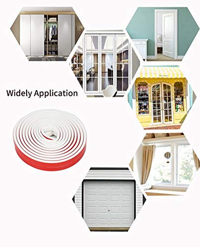 Professional Doors Windows Seal Strip Multi-Hole Design Silicone Self-Adhesive Insulation Rubber Anti-Collision Soundproof Waterproof Dustproof Windproof(D Type 6M, White)