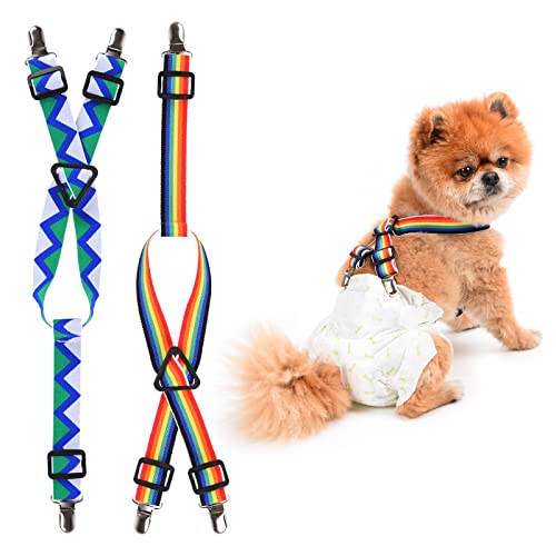 Photo 1 of 2 Pieces Dog Diaper Suspenders | Adjustable Elasticity Cat Suspenders | Belly Bands Canine Harness | Female Male Puppy Dress & Diaper Keeper
