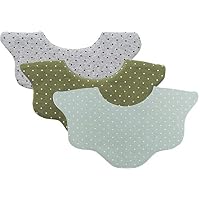 AVAUMA Baby Girl Boy Unisex Fabric Drooling Feeding Bibs Spring Summer Polka Dot (3-Pack Polka Dot(Gray/Mint/Olive))