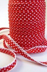Red Lace Edged Polka Dot Double Fold Bias on a 3m length (N.B. this is a cut from a roll)