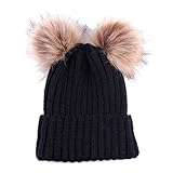Egmy Newborn Cute Keep Warm Winter Hats Knitted Wool Hemming Hat (Black)