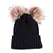 Egmy Newborn Cute Keep Warm Winter Hats Knitted Wool Hemming Hat (Black)