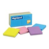 Highland Notes, 3 x 3-Inches, Assorted Bright Colors, 12-Pads/Pack
