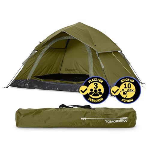 Lumaland Camping Zelt | Leichtes Pop Up Wurfzelt | 2-3 Personen Kuppelzelt | Trekking & Festival Igluzelt | Sekundenzelt Wasserdicht 210x190x110cm | I