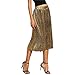 Women's Winter Luxury Gold Velvet Leg Length Lady Pleated A-Line Midi Skirts