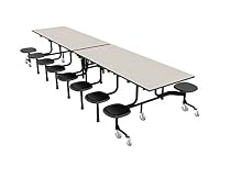 Palmer Hamilton 60T11293012-S16-WNB Model 60T Mobile Folding Table with 16 Stools, Torsion Lift, Black Frame, 29'' Height, 30'' Width, 144'' Length, White Nebula, Black Trim